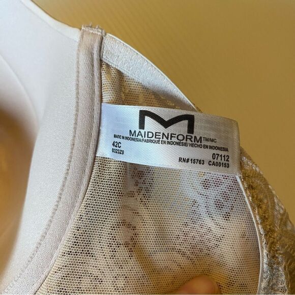 Maidenform One Fab Fit Lace Shaping Underwire Front Close Bra racerback 42C tan - Picture 5 of 10
